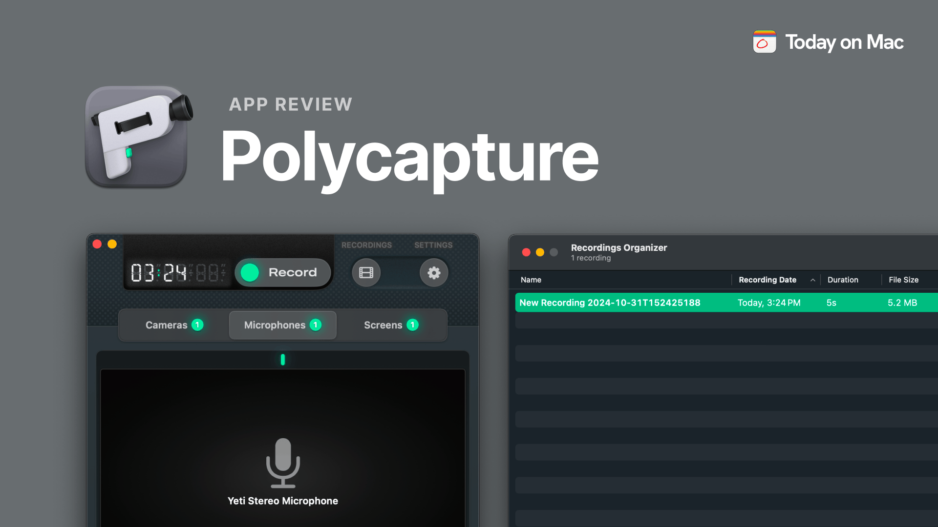 Polycapture, a Versatile Recording Tool for Mac